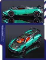 Modelo De Coche Deportivo PAGANI Huayra BC a Escala 1:24 Con Absorción De Choque Luz Y Sonido Vehículos Con Función Retroalimentación Regalo Para Niños Metal Verde Blanco Plateado - details 15