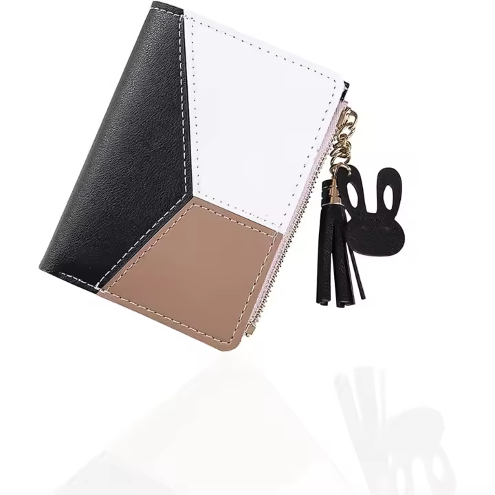 Cartera con cremallera para mujer, bolso pequeño con botón de metal a presión, cartera de cuero para mujer con monedero, carteras plegables multifunción para mujer, cartera con tarjetero-Black Friday-regalo de Navidad - 1