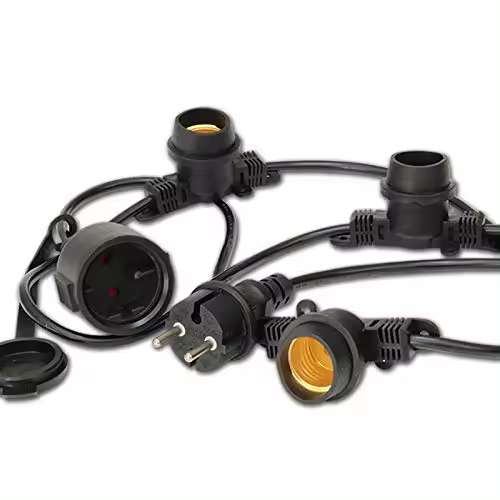 Guirnalda de luces impermeables, 500 cm, 10 cabezales de lámpara Impermeable, apta para uso exterior e interior, jardín, terraza, bar, boda, Navidad - 1