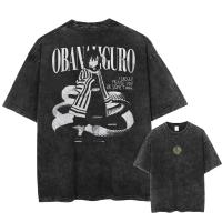 Camiseta Vintage Lavada Anime Demon Slayer Para Hombres Harajuku Oversize Tee Algodón Moda Streetwear Unisex Tops - details 10