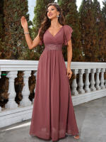 Vestido Elegante De Tela De Encaje Con Cinturón UNITHORSE Para Fiesta De Graduación Comida Elegante Boda Vestido De Noche Para Mujer - details 5