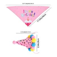 Conjunto De 2 Piezas De Accesorios Para Mascotas: Sombrero Y Pañuelo Triangular Con Diseño De Lentejuelas Para Gatos Y Perros Color Azul Rosa Tamaño Ajustable Para Celebraciones De Cumpleaños - details 2