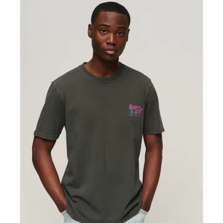 Camiseta de Manga Corta - Vintage Tribal Surf, Marca Superdry, Color Gris Oscuro, Variedad de talla Para Hombre - 1