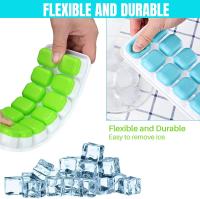 Bandejas para cubitos de hielo, 2 piezas de moldes para cubitos de hielo con tapa extraíble antiderrames, silicona de fácil liberación y bandejas flexibles para 28 cubitos de hielo - details 0