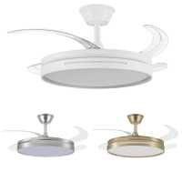 ABRILA ALTA GAMA Ventilador DC 59w Micenas Blanco/NIQUEL/CUERO 4 Aspas Transp. 106d 6 Veloc. 6980lm 3 Colores C/remoto, Regulables de intensidad, Memoria Y Temporiz.26 Incluye mando a distancia y dos tijas de 10 y 25 centímetro CALIDAD GARANTIZADA - details 3