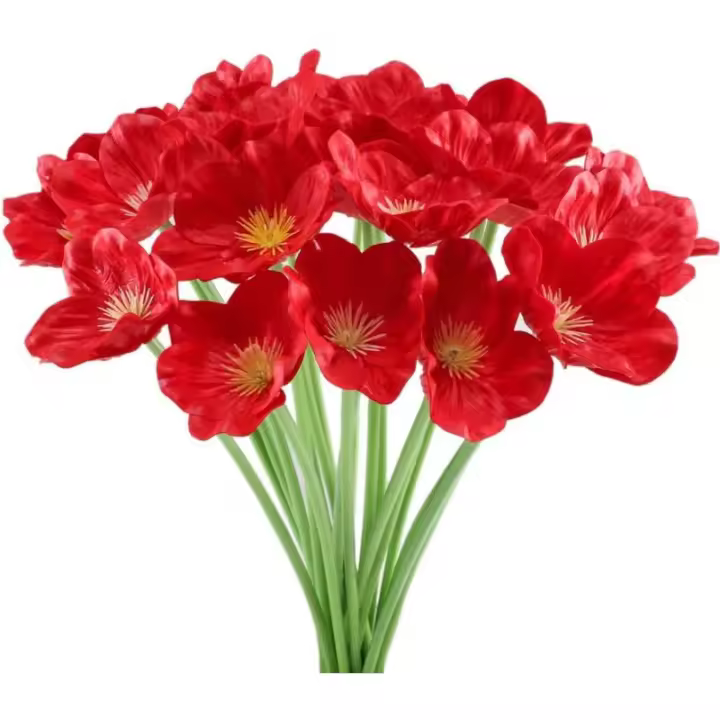 20pcs Coquelicot Artificiels Fleur Rouge Bouquet Fausse Coquelicots Noël Décoration pour Maison Mariage Table Magasin- - 1