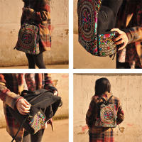 Mochila De Lona Para Mujer Diseño Artístico Vintage Con Bordado Floral Gran Capacidad Para Escuela Y Viajes Bolsa De Hombro - details 4
