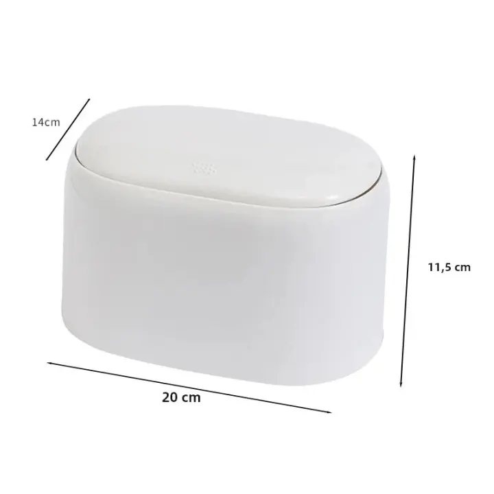 Mini Papelera De Escritorio Botella De Basura Automática Con Tapa Pop-Up Para Mesas De Vestir Hogar Oficina Durable De Plástico - 1