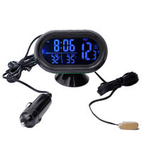 Medidor De Temperatura Y Voltaje Automático Digital DC12V-24V Con Horloge Dual Luminoso Alarma De Congelación Temporizador Y Fecha Para Coche - details 2