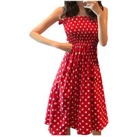 Vestido Largo De Mujer Elegante Con Puntos Y Cuello Cuadrado Vestido De Verano Sin Mangas En Chiffon Vestido Casual De Medio Tamaño - details 2