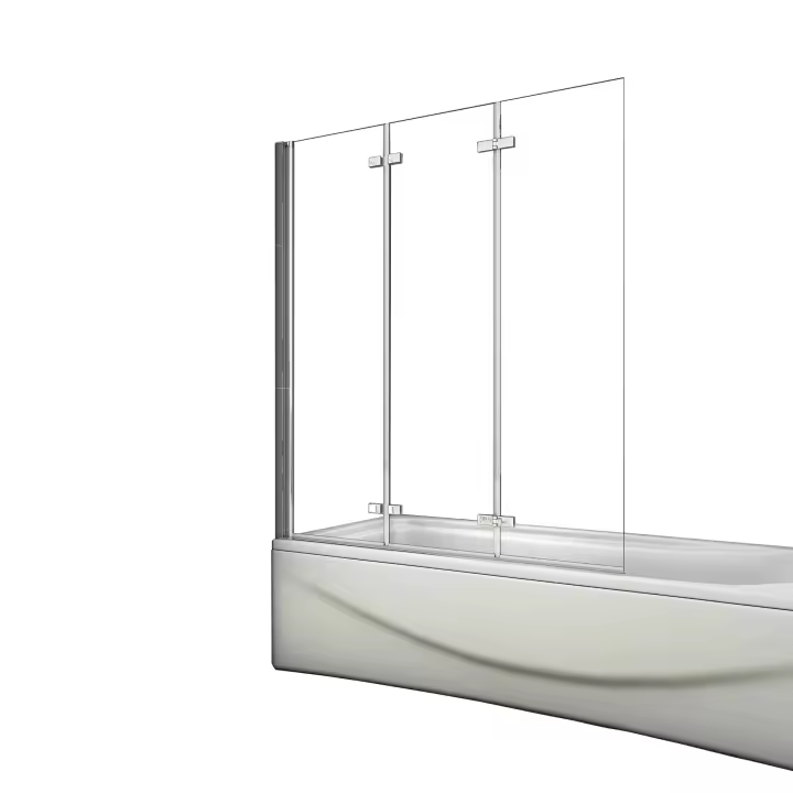 Mampara de Bañera Plegable,3 Hojas,Vidrio Templado 6mm Antical, Cromado,Altura 140cm,Ancho ajustable de 2cm - 1