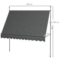 Outsunny Toldo Manual Retráctil 2x1,2 m Toldo Exterior Terraza Enrollable Altura Ajustable con Manivela 210-300 cm Sin Taladro Protección UV30+ para Balcón Jardín - details 3
