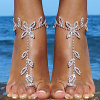 Stonefans Anklet De Verano Para Mujer 1Pcs Hoja De Rhinestone En Color Plata Lujo Pulsera De Mano En Forma Geométrica De Cobre - details 4