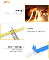 Tira De Luz LED COB 12V Toque Dimmable Adhesiva Flexible 8mm Ancho Fuente De Alimentación Con Suministro De Energía Para Decoración Del Hogar - details 3