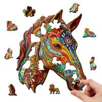 Rompecabezas De Madera En Forma De Caballo De Color Caja De Regalo Personalizada Jigsaw Puzzle De Animales Para Interacción Familiar Regalo Único Para Mayores - details 1