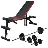 vidaXL Banco Abdominales Barras Mancuernas Pesa Ejercicio Entrenamiento Peso 30.5 kg, 60.5 kg - details 0