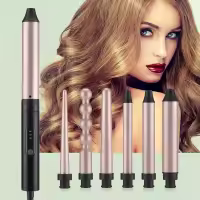 Plancha para rizar el cabello 6 en 1 para mujer, rizador de varita de pelo profesional, aparatos de peinado, rodillos de calentamiento rápido, 30s - details 0