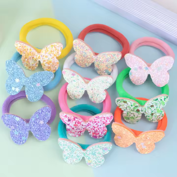 10pcs Accesorios De Cabello Para Niñas Bytterfly Dibujos Animados Elásticos De Nylon Banda De Cabello Estrella Corazón Lindo Diadema Infantil - 1