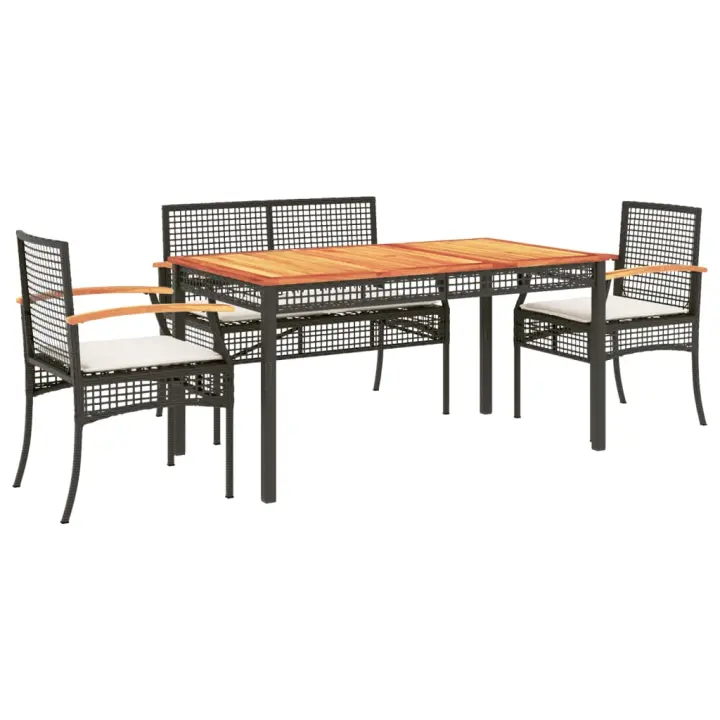 vidaXL Set de muebles jardín 5 pzas con cojines ratán sintético negro - 1