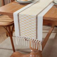 Corredor De Mesa Boho Otoño Hecho De Algodón Con Borlas Decoración Macramé Para Sala De Estar Ropa De Mesa De Granja - details 4