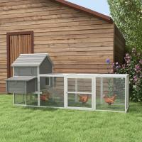 PawHut Gallinero Grande de Madera 310,5x149,5x149 cm Jaula para 4-6 Gallinas Gallinero con 2 Ventanas Puertas Nido Bandeja Extraíble y Rampa para Exterior Gris - details 1
