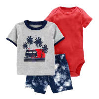 Nueva ropa infantil de verano para niños, bebés y niños pequeños, pantalones cortos de manga corta, camisetas, trajes de tres piezas. - details 27
