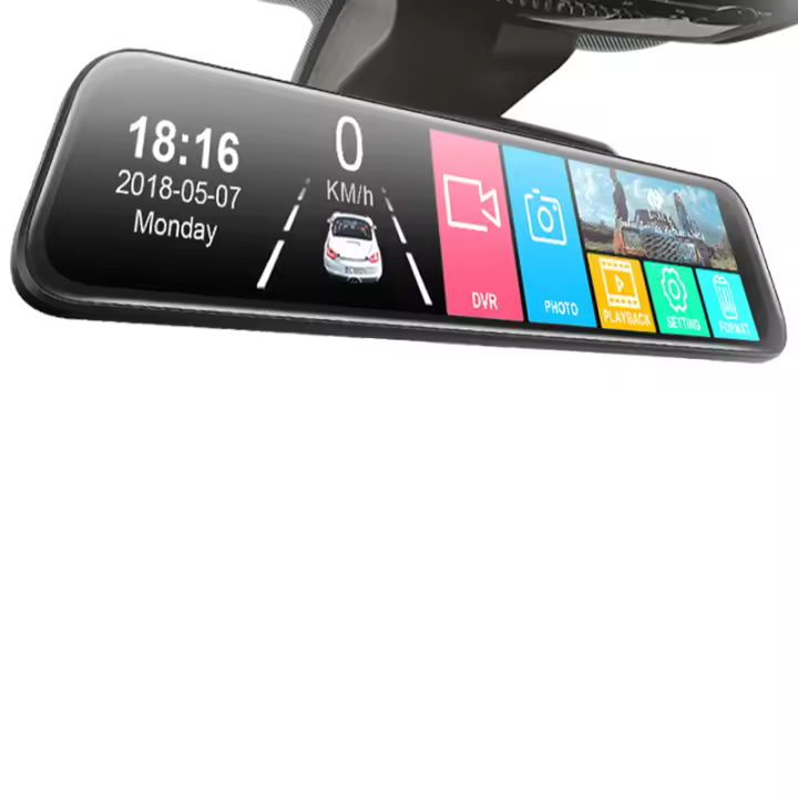 Cámara De Coche Con Pantalla Táctil De 10 Pulgadas 1080P DVR Grabadora De Video Espejo Dual Lente Streaming Grabadora De Conducción Negro - 1