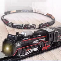 Juguete De Tren De Ferrocarril Clásico Eléctrico Con Luz Para Niños Y Niñas Set De Pistas De Regalo De Navidad Modelo a Escala 1:18 - details 0