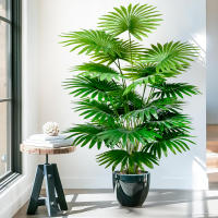 Planta Artificial De Palma Tropical Grande 60-105cm (37.2 Pulgadas) Hoja De Ventilador Decoración Para Oficina Y Hogar - details 1