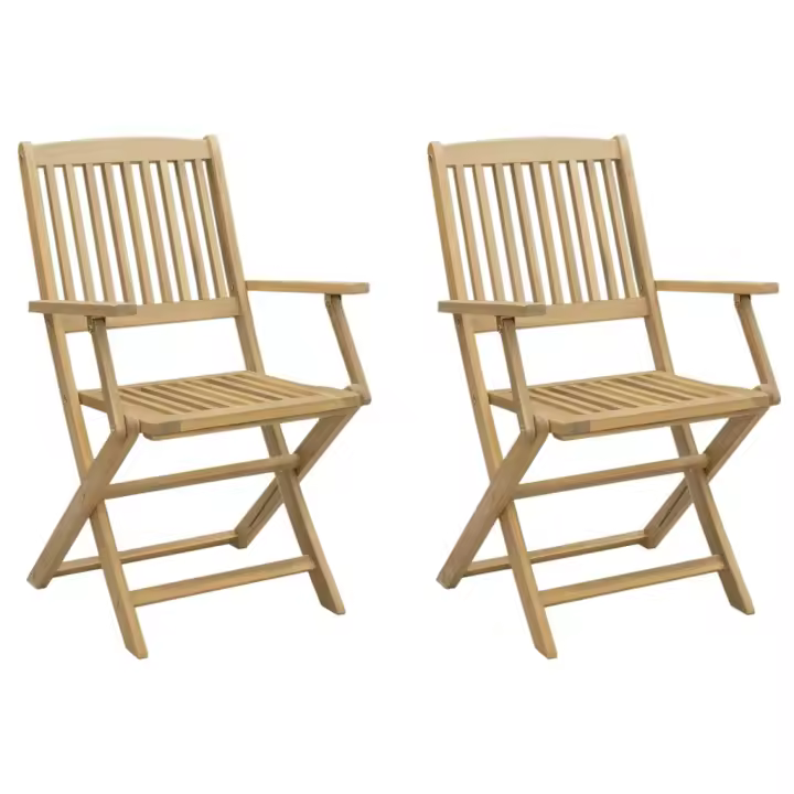 Sillas de Jardín 2 UDS Madera Acacia 58x54,5x90 cm - 1