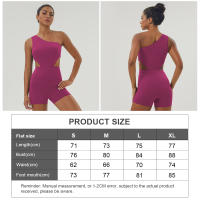 Traje De Yoga Para Mujer Un-Hombro Deporte Fitness Gimnasio Yoga Con Almohadillas Elástico Corporal Sólido Sin Mangas Talla Verdadera - details 0