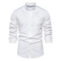 Camisa Oxford de talla europea para hombre, tops informales de manga larga con bloques de color de alta gama, primavera 2024 - details 7