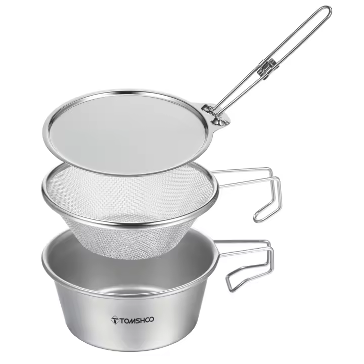 TOMSHOO Taza De Sierras De Acero Inoxidable Con Escurridor Y Tapa Para Camping Senderismo Y Escalada En Montañas - 1