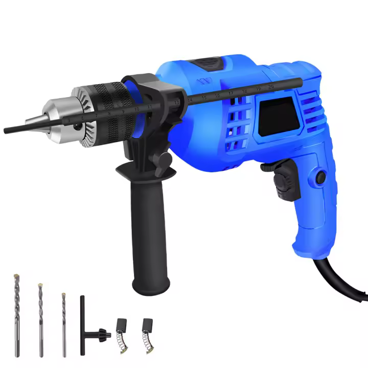 Taladro de impacto eléctrico con cable de 1000W, taladro percutor, velocidad Variable de 0 a 3000 RPM, con mango giratorio, para el hogar, el jardín y el bricolaje - 1