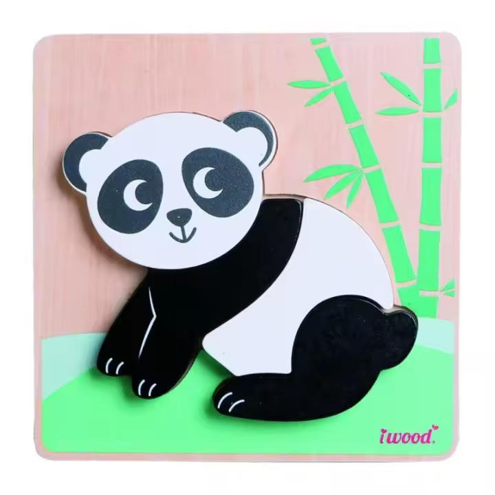 BP Rompecabezas Panda de Madera de Dos Capas - Juguete Educativo para Niños - Temática Animal - Aprende Jugando - 1