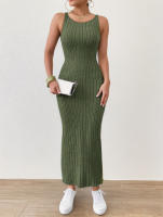 Vestido De Verano Sin Mangas Con Tirantes De Medio Tamaño Cuello Redondo Espalda Descubierta Tejido Ajustado De Pierna Un Solo Pasado Para Mujer - details 14
