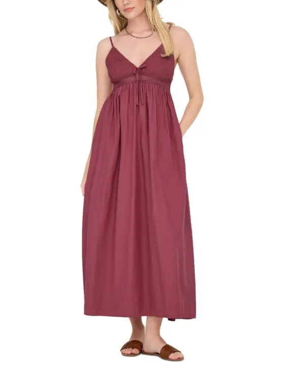 Vestido Only Briar maxi rojo pálido falda vuelo para mujer - 1