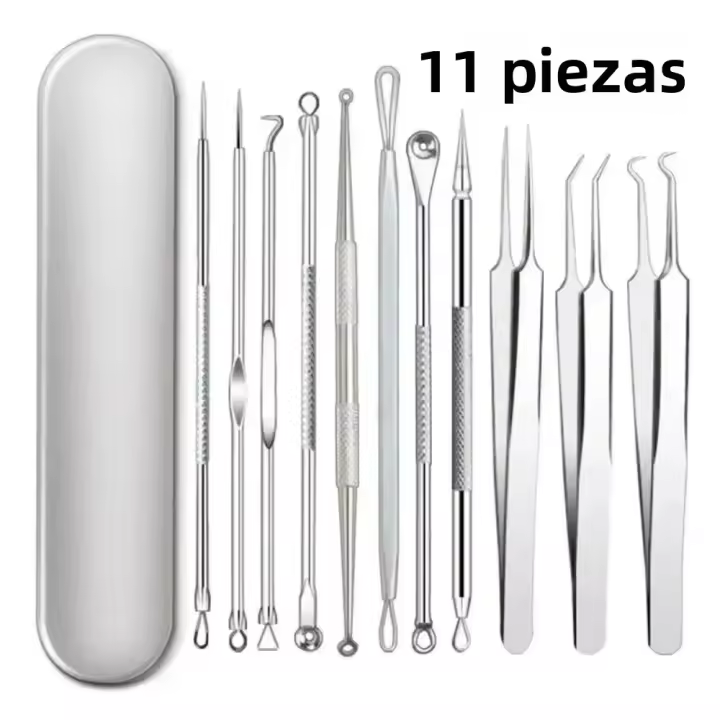 11Pcs Agujas Para Acné Eliminador De Puntos Negros Y Limpieza De Poros Herramienta De Cuidado De La Piel Para Eliminar Imperfecciones - 1