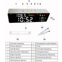 Monitor De Ruido WiFi Dienmern DM165A Con Conexión Tuya Sensor De Temperatura Y Humedad Mètro LED Para El Hogar Inteligente - details 5
