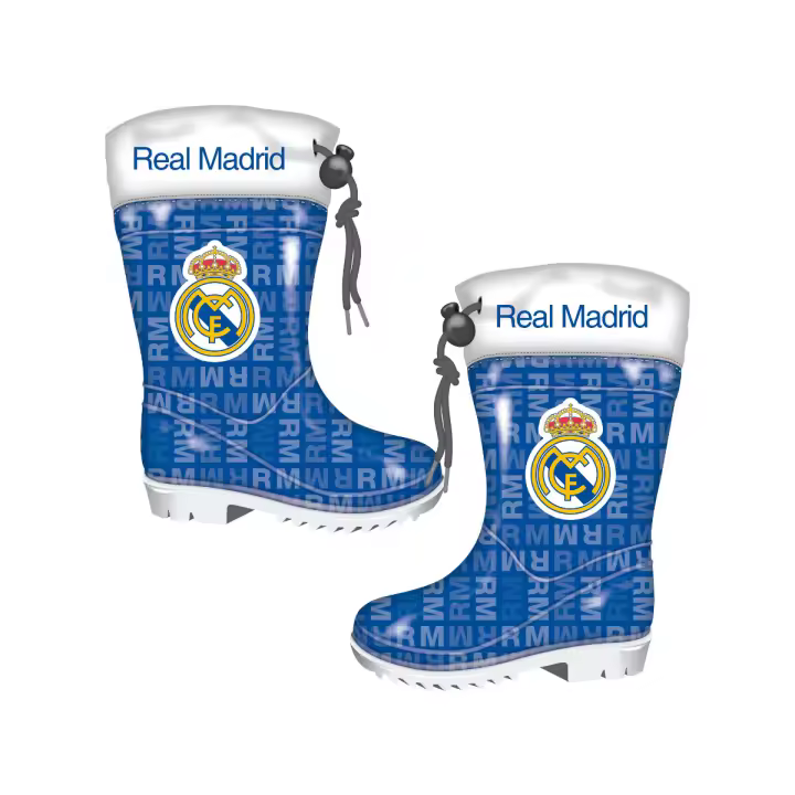Arditex - Botas de agua Real Madrid en color Azul y Blanco con logo. Suela antideslizante. Tallaje amplio - 1