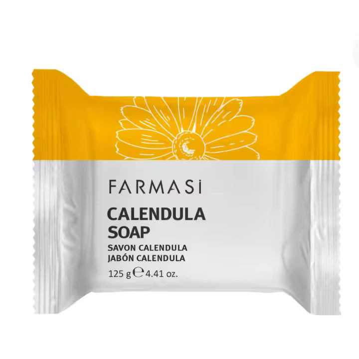 Jabón de caléndula de Farmasi, elimina suavemente la suciedad y el exceso de grasa sin resecar la piel. Puede utilizarse para la cara y el cuerpo. - 1