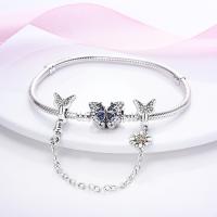 Cadena De Seguridad De Plata Esterlina 925 Estrella Luna Corazón Bordeado Con Clip De Silicona Para Pulsera Original Joyería DIY Regalo - details 11