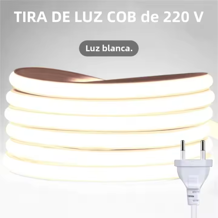Tira LED COB Adhesiva 220V Alta Brillo Impermeable Flexible Para Iluminación De Jardín Y Habitaciones Resistentes Al Agua Y Uso Exterior - 1