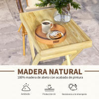 Outsunny Mesa de Jardín Rectangular Mesa de Exterior de Terraza de Madera Carga 40 kg para Balcón Patio 68x44x75 cm Natural - details 3