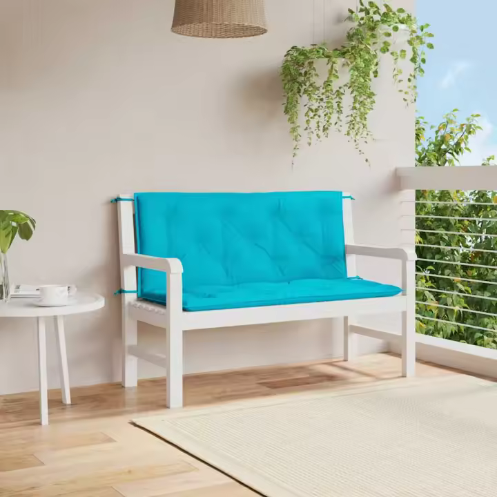 Fundas para Banco de Jardín 2 UDS lienzo Turquesa 120x50x7 cm - 1