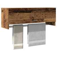 vidaXL Armario de madera contrachapada 100x32,5x35 cm en color Blanco brillante/Marrón roble/Madera antigua y más | almacenamiento funcional diseño moderno para baño dormitorio sala - details 2