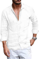 Camisa De Manga Larga Para Hombre Vintage Casual De Algodón Y Lino Con Botones Estilo Playa Transpirable Y Ligera Para Todas Las Estaciones - details 3