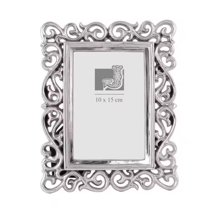 Portafotos 10 x 15 plateado calado - ideal para regalo o para cuidar cada detalle de tu hogar recordando los momentos especiales con tus seres queridos - 1