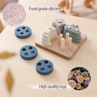 Juguetes Educativos De Silicona Para Bebés Formas Geométricas De Madera Estrella Del Cielo Juego De Bloques De Pila Creativo Montessori - details 2