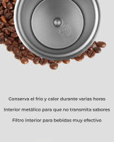 Vaso Termo Taza Café y Bebidas de Acero Inoxidable OPCIONES COLORES: BLANCO Y NEGRO | Capacidad 380 ml para bebidas calientes y frias | Alta duración 100% comprobada (Hasta 12 horas)  Color: Blanco Y Negro | 100% Hermético - Nexum+Market - details 3